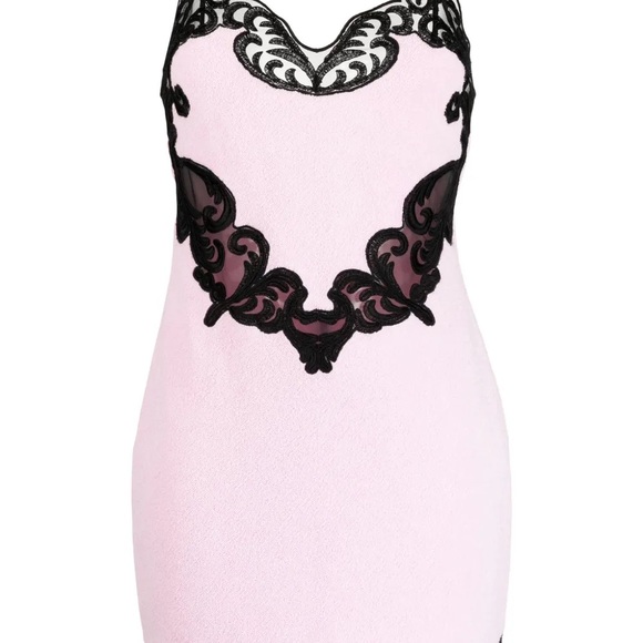 Alexander Wang Pink and Black Lace Trim Slip Dress - Picture 2 of 3